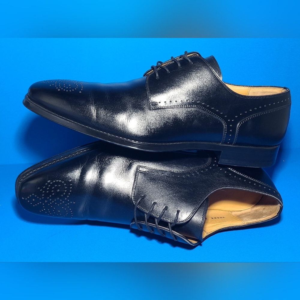 Magnanni Gregorio Derby Brogue Men's Black Leather Dress Shoes Size 12 M US - Picture 10 of 14